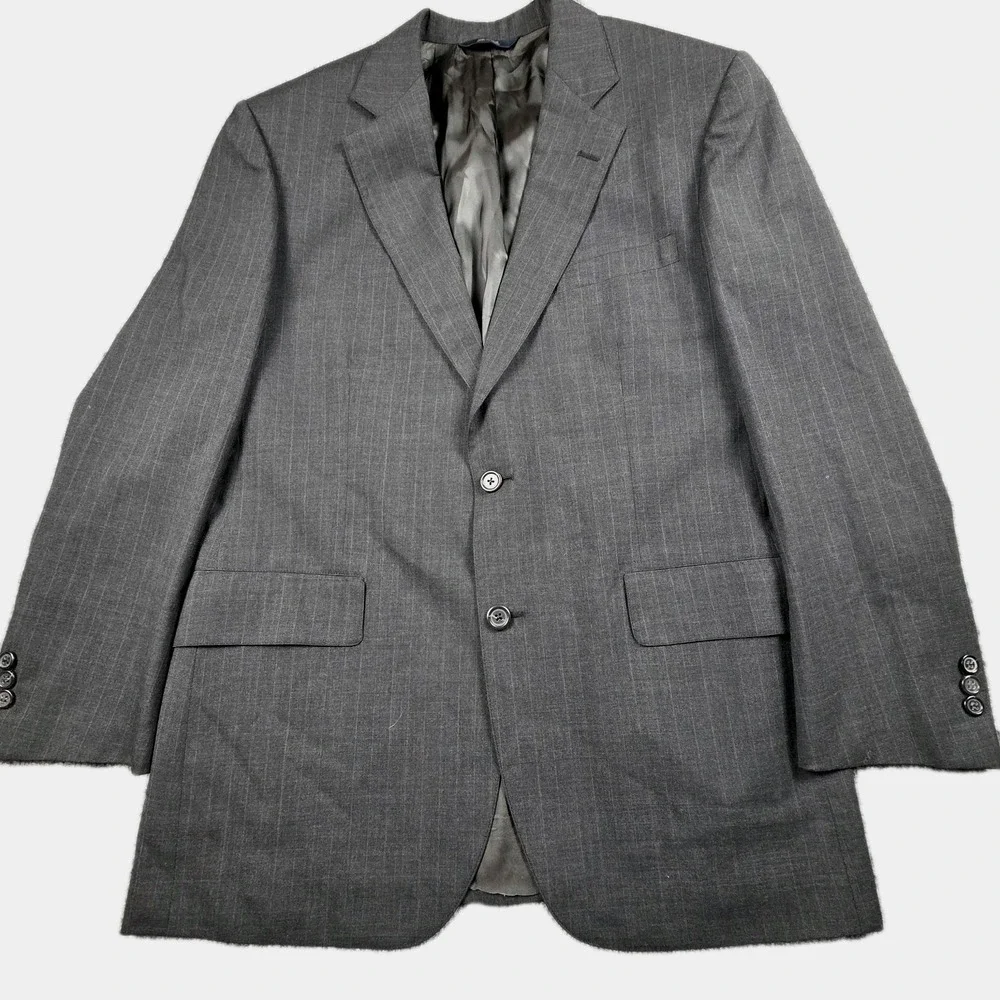Vintage Brooks Brothers Wool Blazer Mens 40R Gray Pinstripe USA‎ Made Brooksease